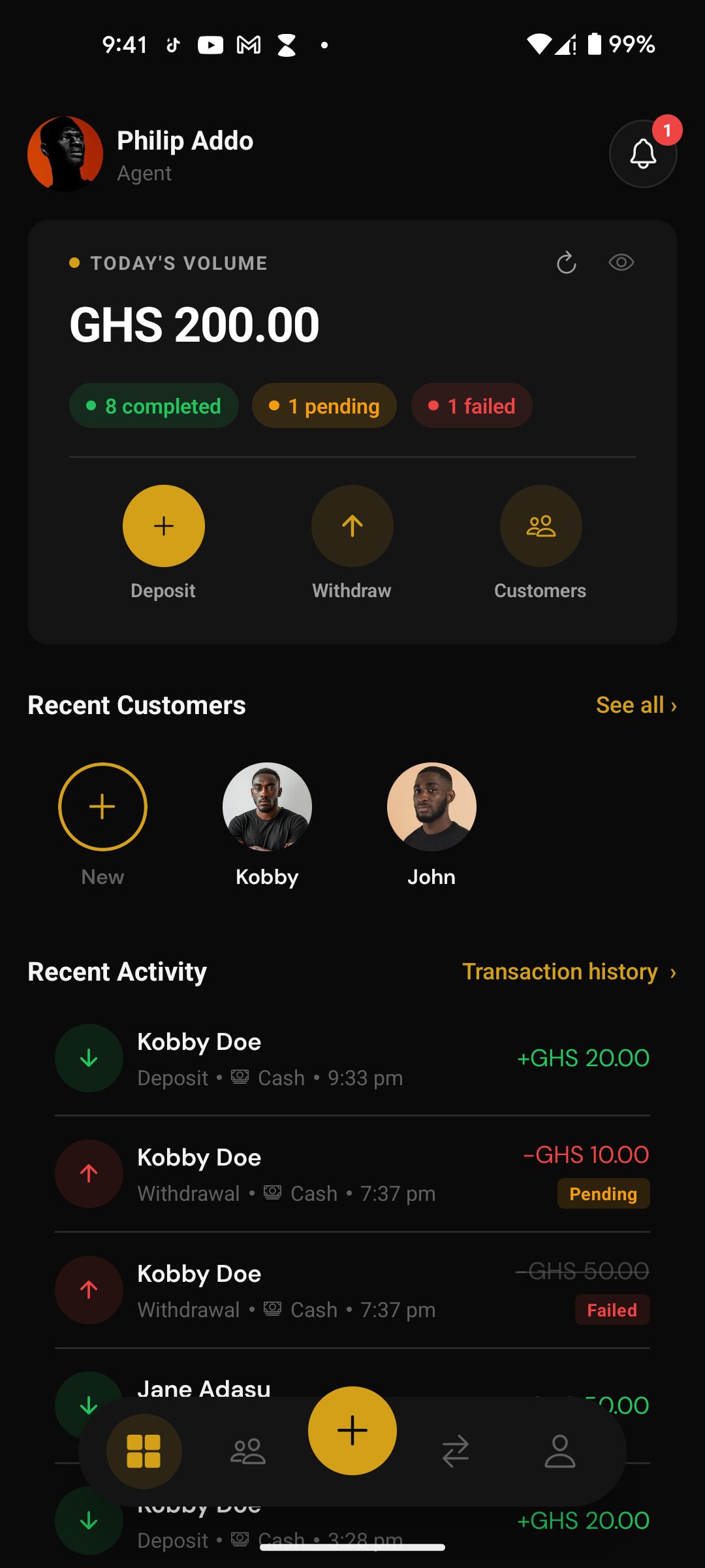 DigiCollect agent dashboard
